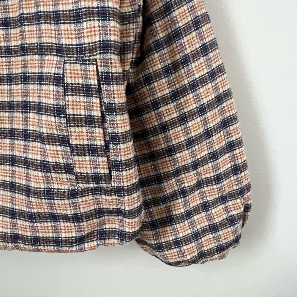 Shein Flannel Quilted Plaid Puffer Cropped  Women's Shacket Jacket Coat Size M - Picture 4 of 16